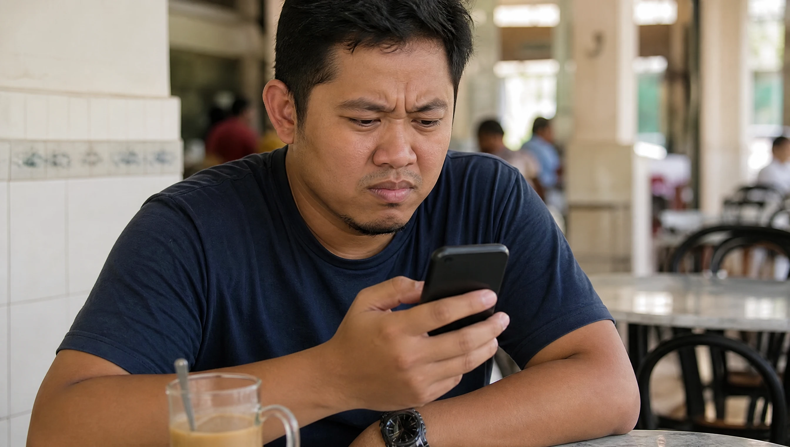Pelanggan Malaysia kelihatan tidak sabar menunggu website lembab dibuka pada telefon