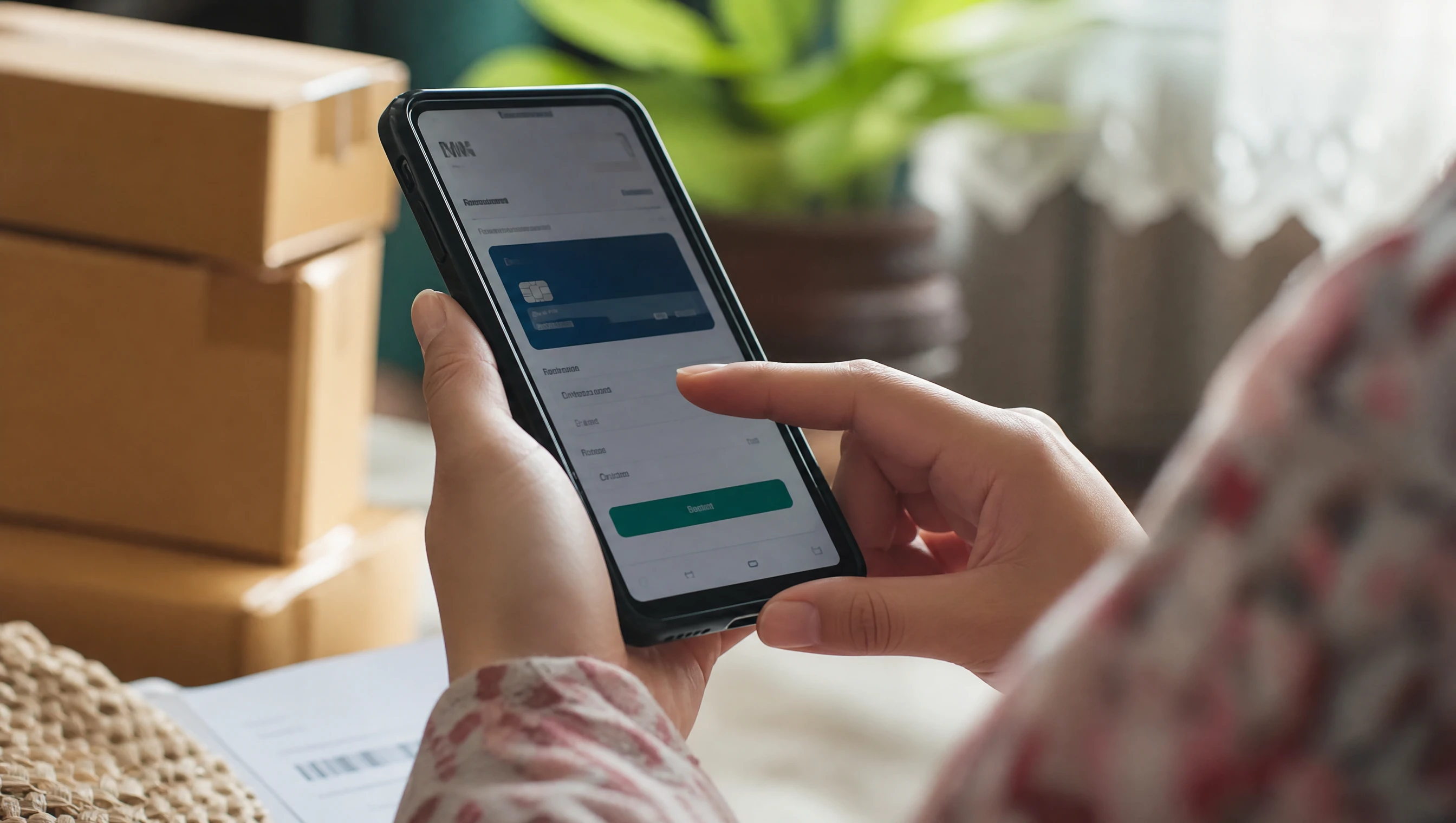 Pelanggan Malaysia membuat pembayaran online yang selamat di website kedai berdaftar menggunakan telefon