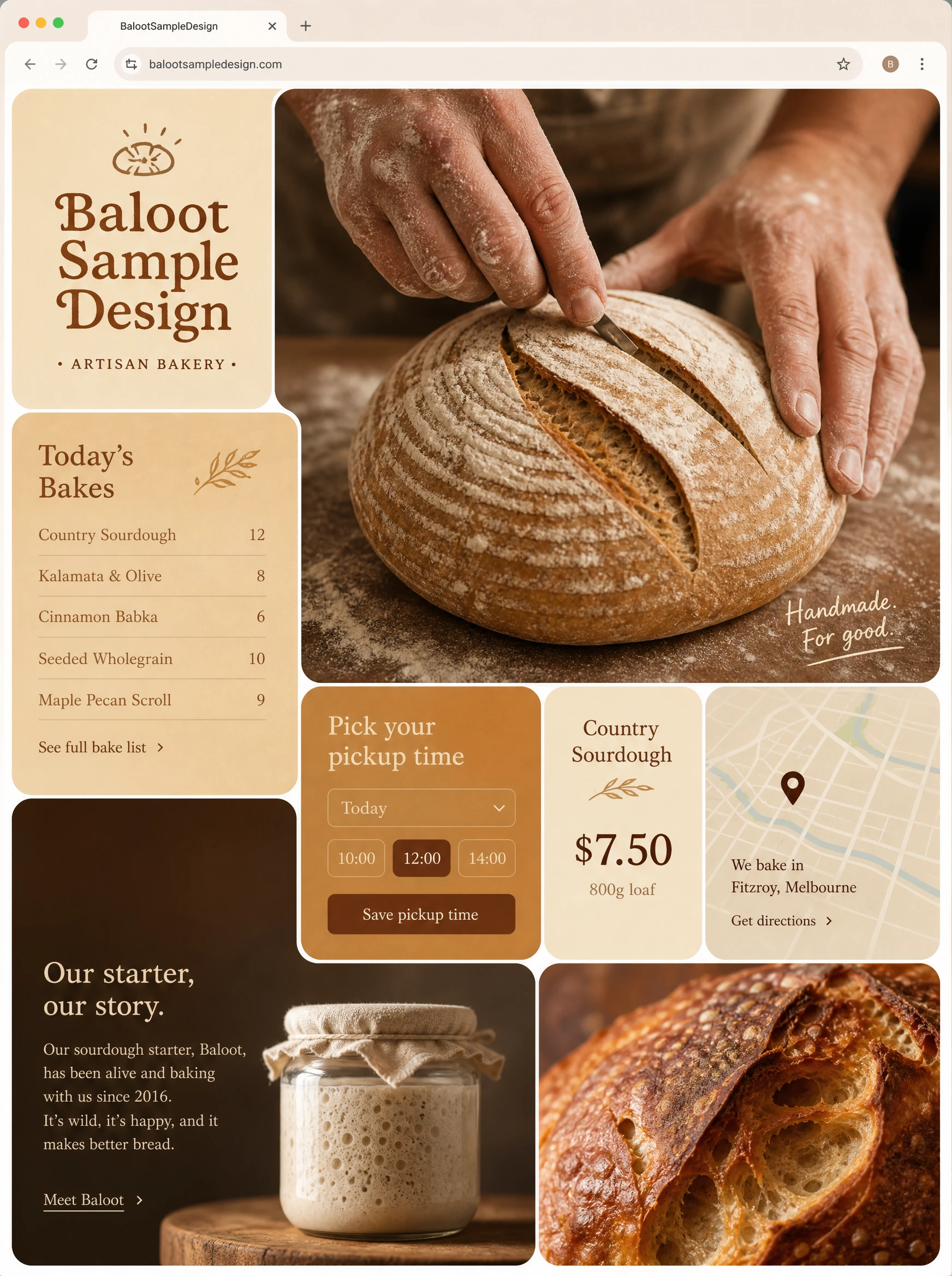 Bakery website design concept by Baloot.my — full homepage layout for a Malaysian bakery business