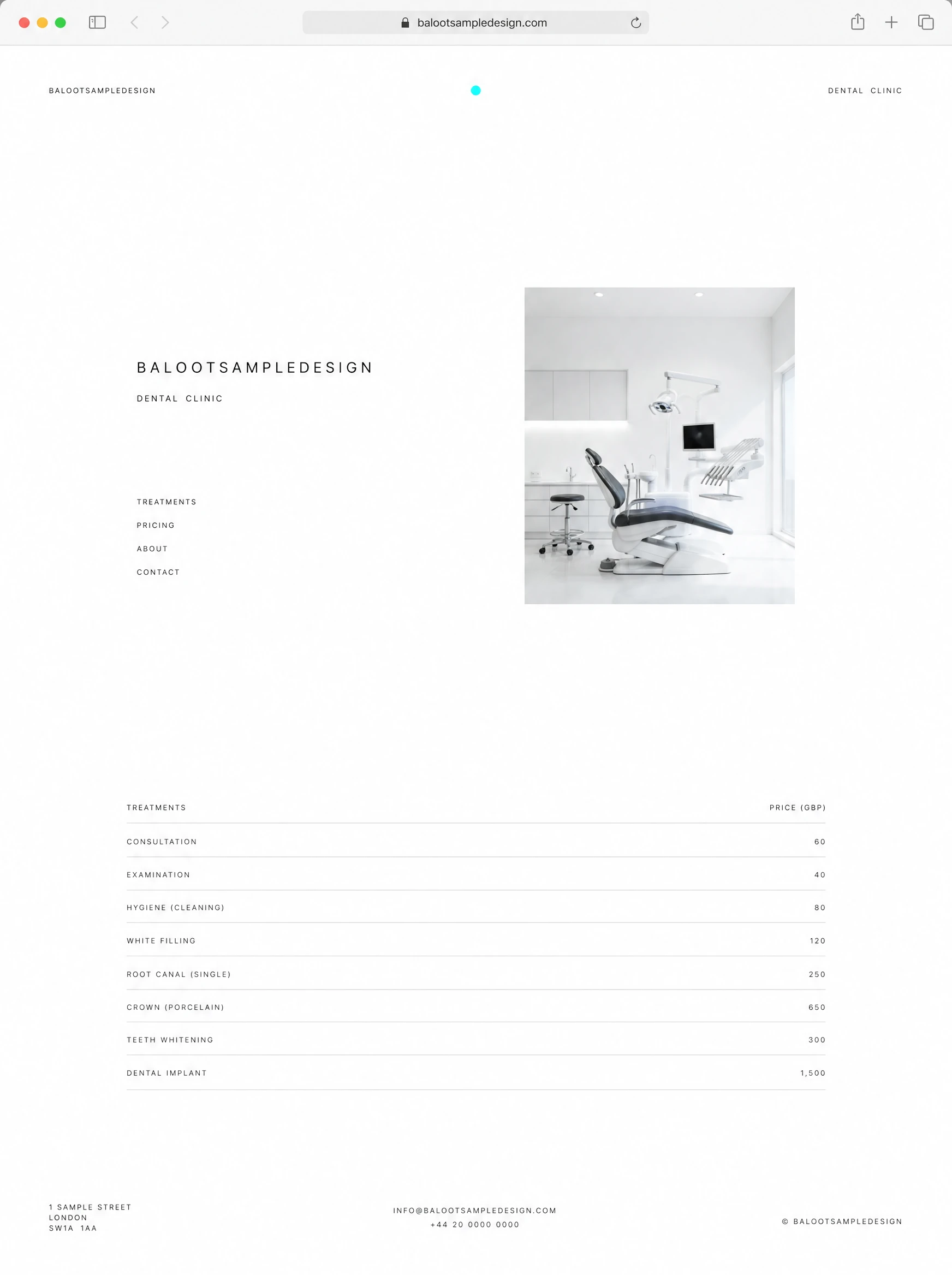 Dental Clinic website design concept by Baloot.my — full homepage layout for a Malaysian dental clinic business