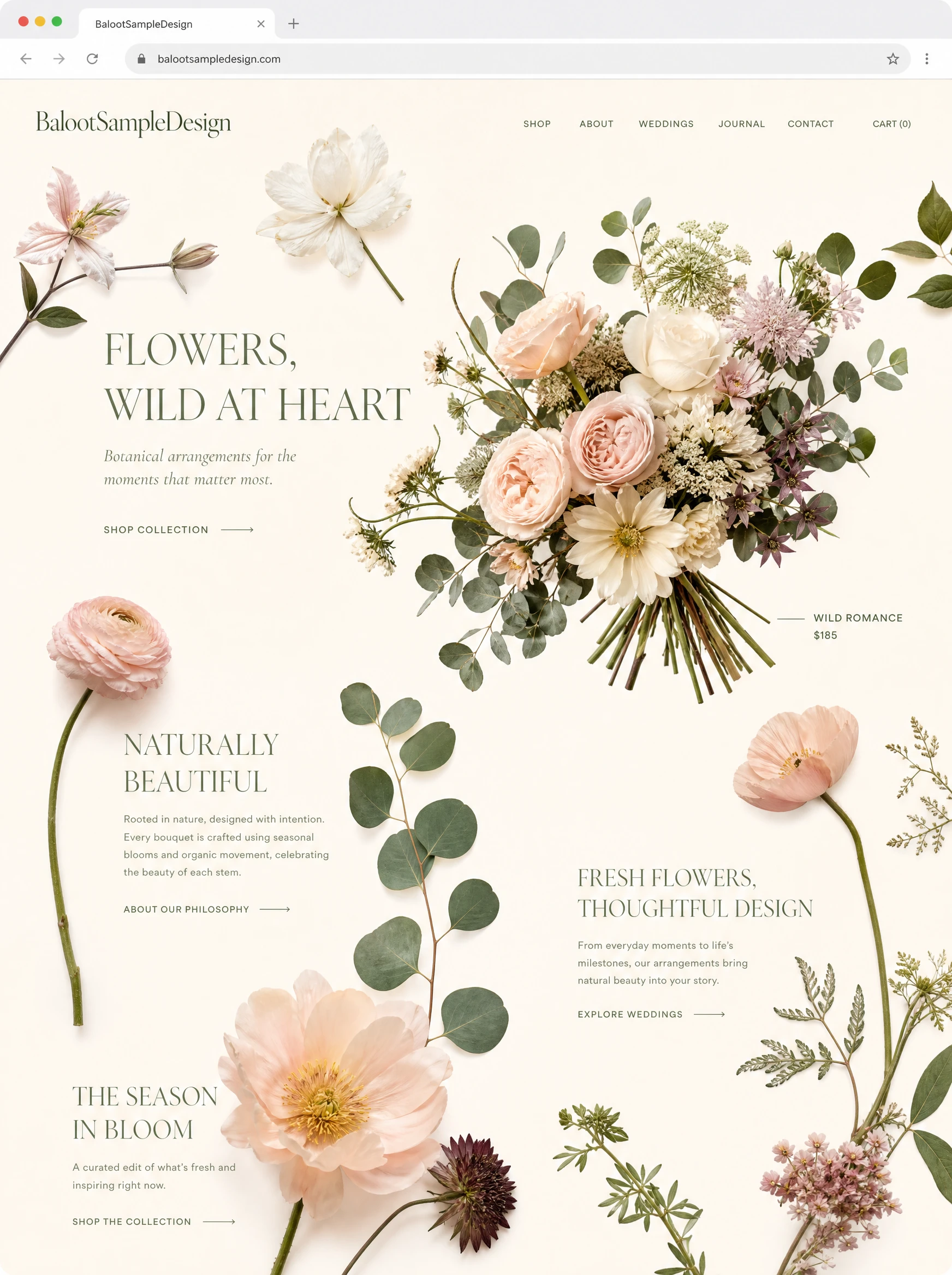 Florist website design concept by Baloot.my — full homepage layout for a Malaysian florist business
