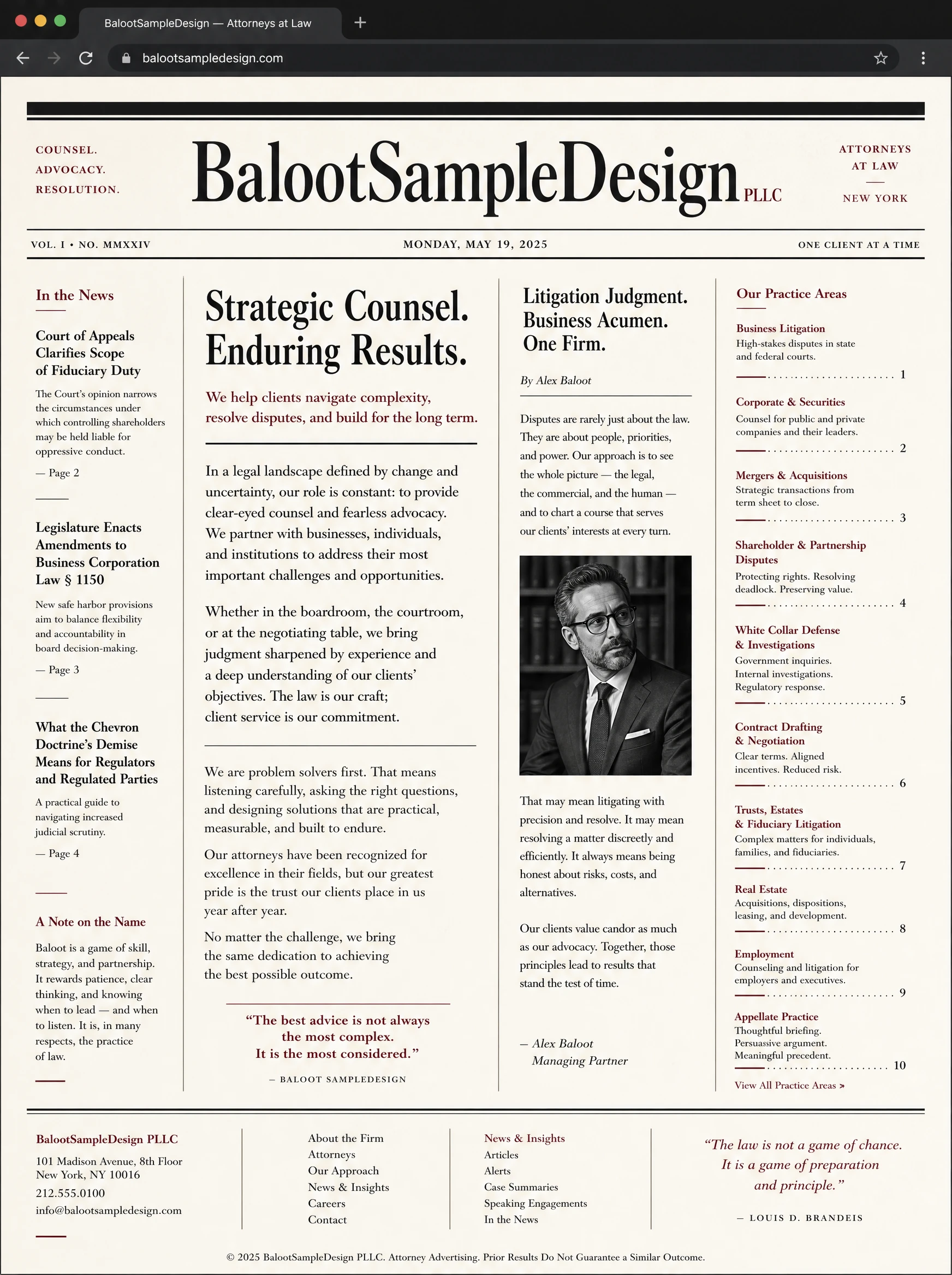 Law Firm website design concept by Baloot.my — full homepage layout for a Malaysian law firm business