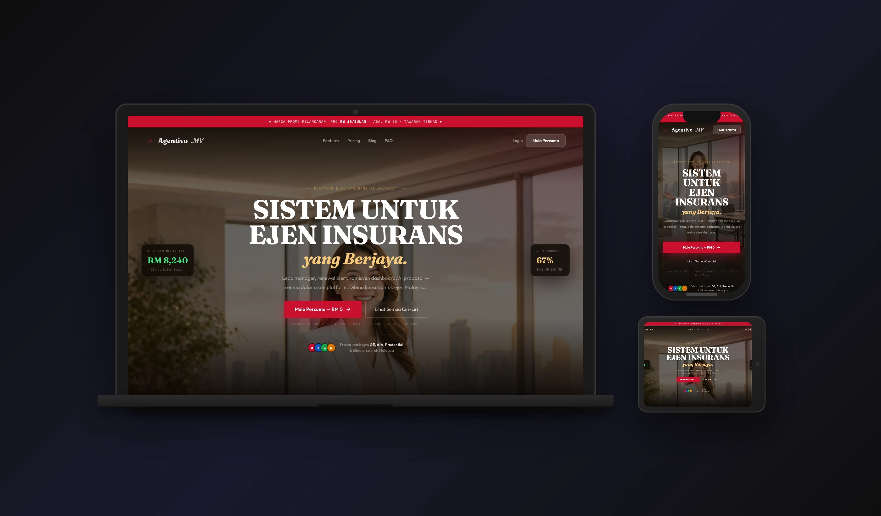 Agentivo — desktop, tablet & mobile design