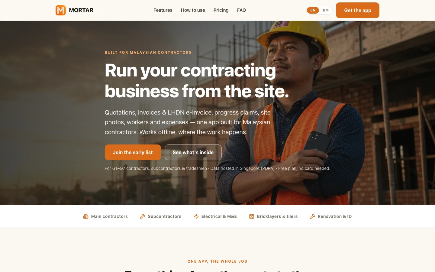 Mortar — Run your contracting business from the site — quotes, invoices, progress claims, and workers in one offline-first app.