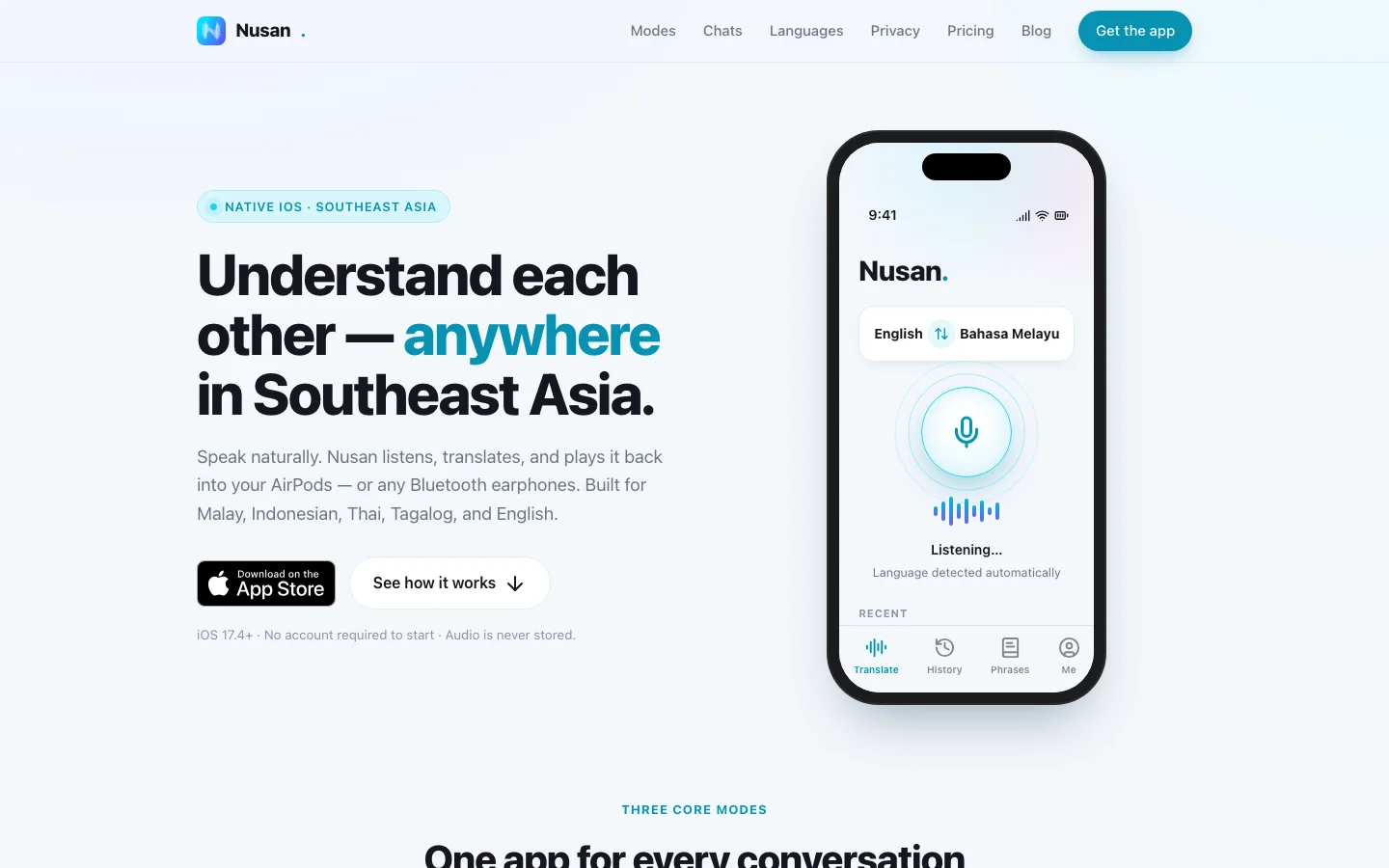 Nusan — Real-time voice translation for Southeast Asia — speak naturally across Malay, Indonesian, English, Thai, and Tagalog.