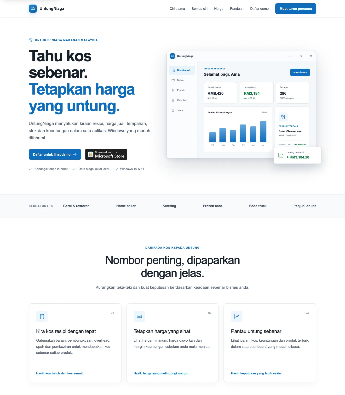 UntungNiaga — desktop, tablet & mobile design