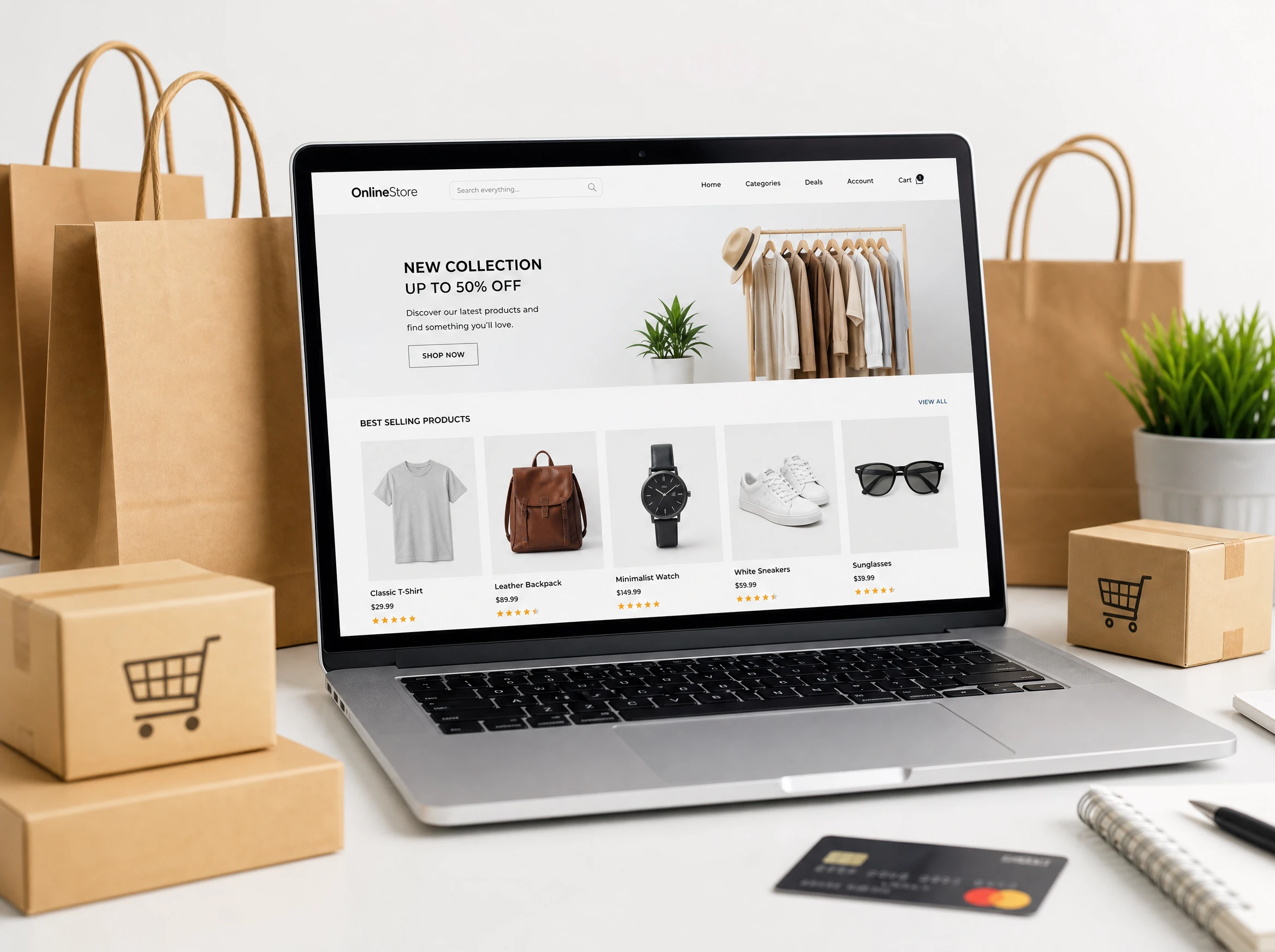Ecommerce — shopping bag with products