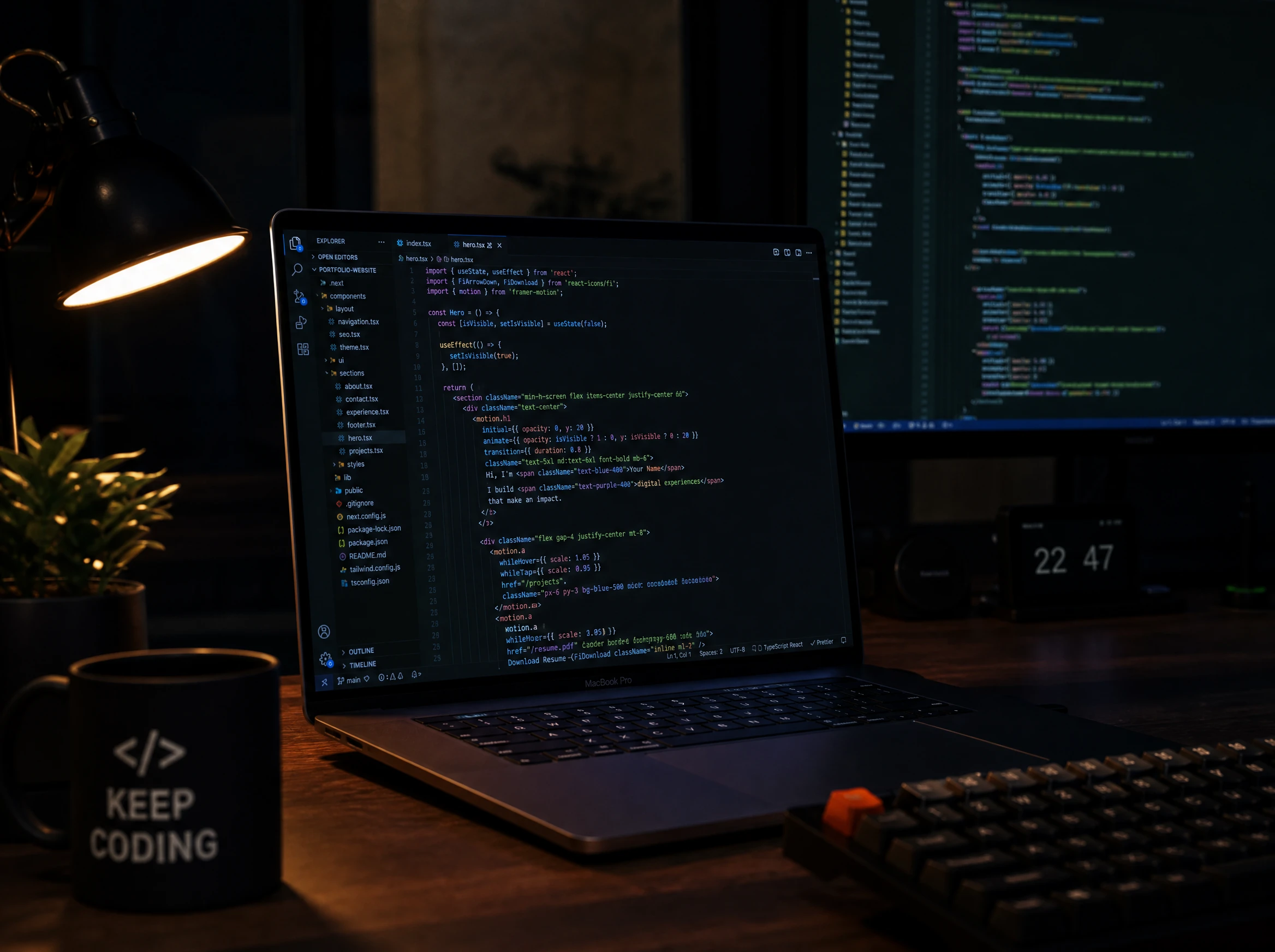 Web development — code editor on a monitor